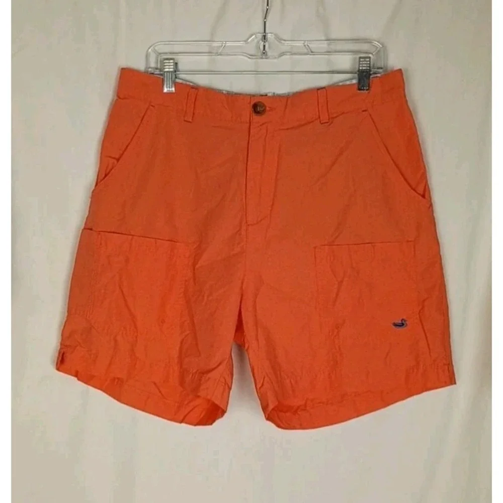 SOUTHERN MARSH Shorts Mens Size M Orange  Cargo Pockets Fishing Button Zip